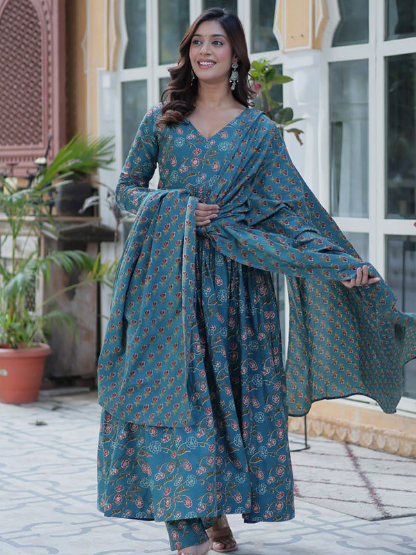 Rama Pure Cotton Kurti Pant & Dupatta Set