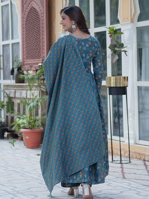 Rama Pure Cotton Kurti Pant & Dupatta Set