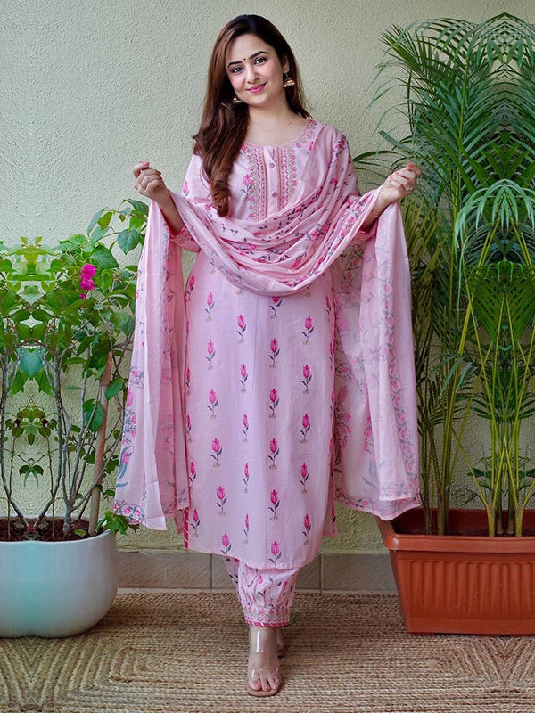 Dark Pink Zari & Sequins Embellished Anarkali kurti with Dupatta |  Apsara-5385 | Cilory.com