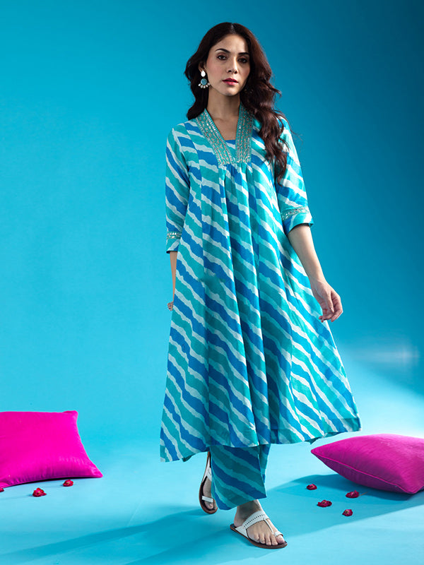 Laheriya Sky Cotton Printed Kurti With Pant