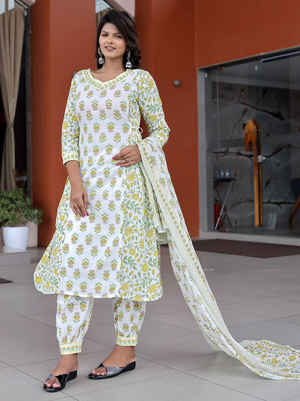 Mothers Gift Hand Block Printed Cotton Straight Women Kurti With Afghani  Pant | eBay